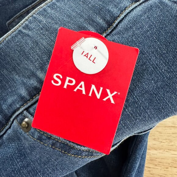 Spanx Distressed Skinny Jeans Large Tall Blue Cotton Blend Stretch NWT PT-2664 - Picture 9 of 15
